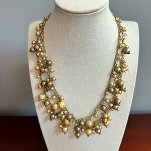 Talbots Necklace Multistrand Pearls Neutrals Taupe Cream Jewelry Preppy 20" Long